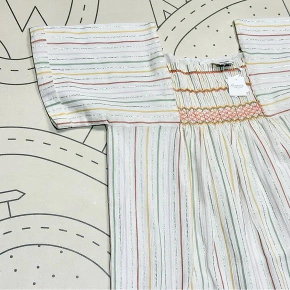 Bonpoint Paysanne Striped Off-White Cotton Dress